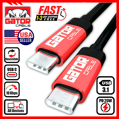 #ad USB C to USB C 3.1 Charger Data Cable Type C Male Fast Charge PD 20W 5A 10Gbps $6.99