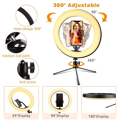 #ad 10 inch Ring Light Selfie Light Ring with Tripod Stand amp; Phone Holder Gifts US $20.59