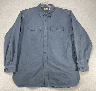 #ad LL Bean Shirt Mens Extra Large Blue Chamois Pockets Outdoor Heavy Flannel $29.99