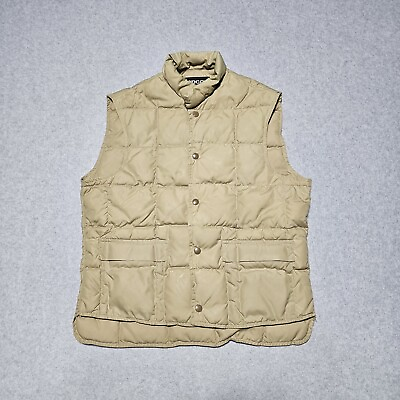 #ad Vintage Tempco Vest Mens Medium Large Beige Down Puffer Quitled Snap Button Vest $23.10