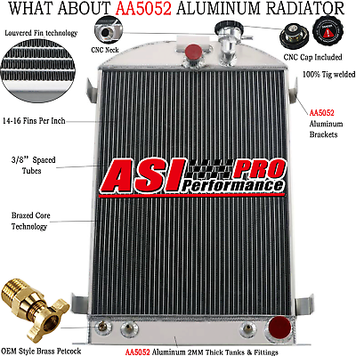 #ad 4 ROW CORE Aluminum Radiator For 1933 35 1Ton 1 2Ton 3 4Ton 1933 34 Model 40 $184.95