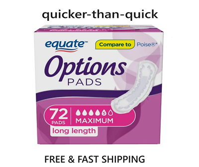 #ad Equate Options Women#x27;s Moderate Regular Incontinence Pads72 count FREE SHIPPING $14.00