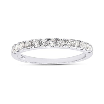 #ad 1 3 Ct Lab Created Moissanite Half Eternity Wedding Band Ring Sterling Silver $35.99