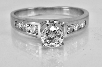 #ad .78 ctw Round Diamond Solitaire with Accents Engagement Ring 14k White Gold $499.85