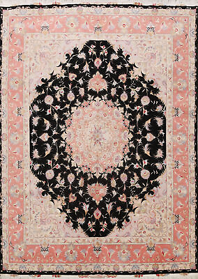 #ad Wool Silk Tebriz Floral Traditional Hand knotted Dining Room Rug 8x10 Carpet $6589.00