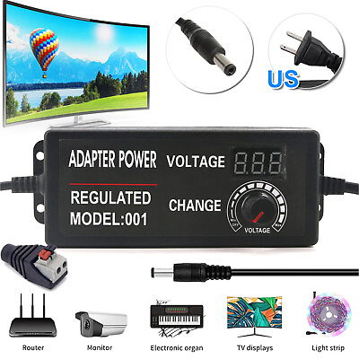 #ad 60W Power Supply DC 3V 24V Adjustable Variable Universal Switching AC DC Adapter $20.97