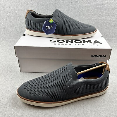 #ad Sonoma loafers Shoes Men Size 12 Casual Comfort Gray Knitted memory foam Insole $26.59