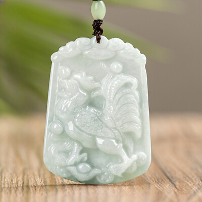 #ad Natural Genuine Light Green Jade A Jadeite Pendant China Style 大吉大利 $26.50
