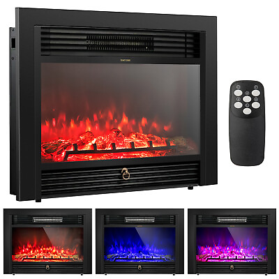#ad 28.5quot; Fireplace Electric Embedded Insert Heater Glass Log Flame Remote Home $169.99