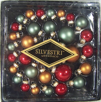 #ad Silvestri Demdaco Gold Cranberry Pastel Green Christmas Ornaments 32 Bulbs Vtg $32.00