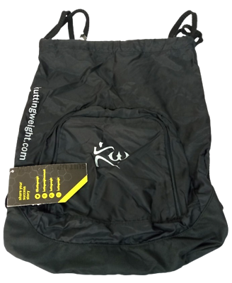 #ad NWT Kutting Weight black front pocket zipper closure drawstring backpack $14.99