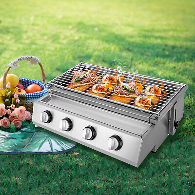 #ad Gas BBQ Grill Stainless Steel Outdoor Camp Picnic Barbecue Shish Kabob 4 Burner $114.71