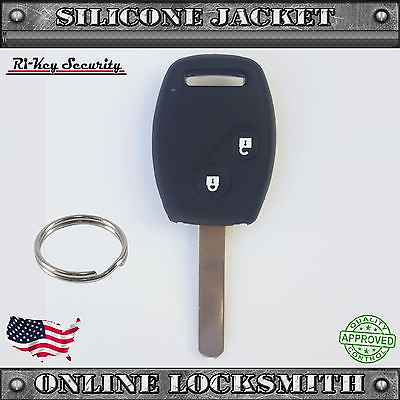 #ad Black Protective Rubber Case Silicone Cover For Honda Remote Key Shell 2 Buttons $6.34