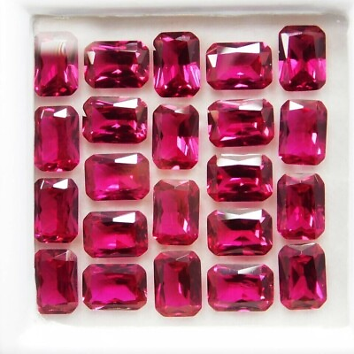#ad 9 PCS Natural Red Ruby Loose Gemstone Certified Emerald Shape Lot $7.51