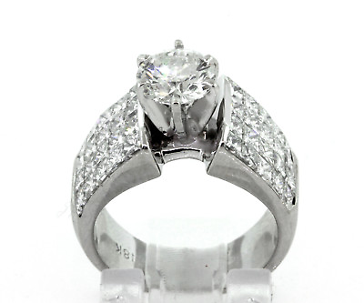#ad 3.65 CT Natural Princess Cut diamond lady#x27;s engagement ring VS2 F 18K White Gold $5695.00
