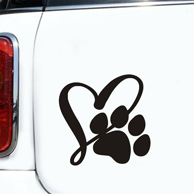 #ad 1pcs Pet Dog Paw Love Heart Decal Car Window Bumper Laptop Wall Vinyl Stickers C $2.79