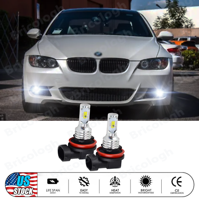 #ad 2x H8 LED Angel Eyes Halo Ring Light Bulbs HID Xenon For BMW E92 80W 6000K White $14.39