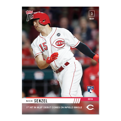 #ad 2019 NICK SENZEL 1st HIT IN MLB DEBUT COMES ON INFIELD SINGLE TOPPS NOW CARD 174 $6.99