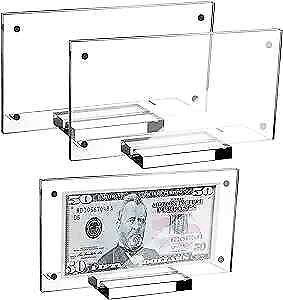 #ad 3 Pack Paper Money Holder Frame Dollar Bill Display Currency Frame Acrylic $32.39