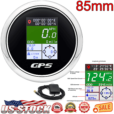 #ad 85mm Digital GPS Speedometer Odometer Voltmeter Gauge for Boat Car Truck ATV US $44.31