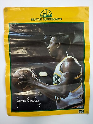 #ad Vintage 80s Seattle SuperSonics Poster James Bailey Giveaway 79 82 Sonics $20.00