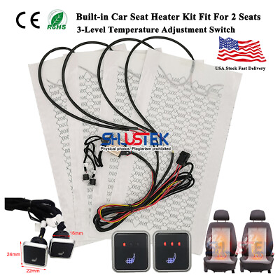 #ad Universal 12V Car Seat Heater Kit 3 Levels Heated Square Switch Fit 2 Seats NEW $45.88