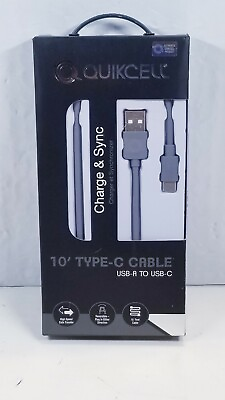 #ad Quikcell 10#x27; Type C Cable USB A to USB C Charger and Sync Cable Gray $9.58