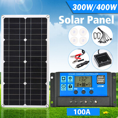 #ad 300 400 Watts Solar Panel Kit 100A 12V Battery Charger w Controller Caravan Boat $24.99
