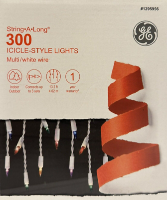 #ad 300 GE Multi Color String A Long Mini Icicle Style Lights NEW 1295956 $31.99