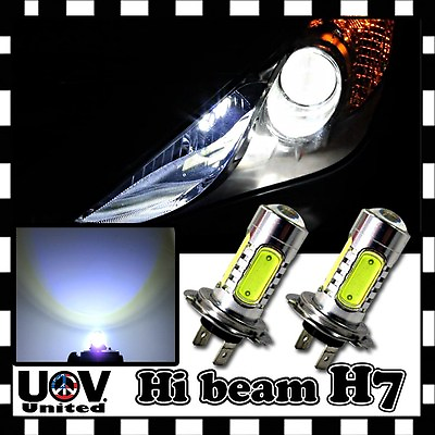 #ad 2 x H7 6000K CREE COB LED Headlight Hyper White High Beam Light Bulbs Power Lamp $10.95