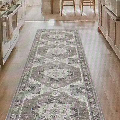 #ad RUUGME Beige Distressed Non Slip Soft Washable Kitchen Runner Rug Size 2x10 $69.99