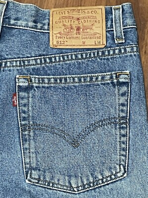 #ad Vintage Levis 512 Blue Jeans Straight Tapered Leg Size 12 Mis M 30x32 High Rise $29.99