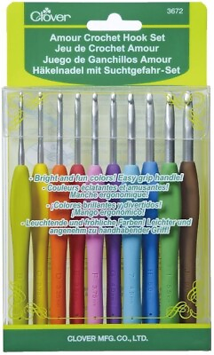 #ad Clover 3672 Amour Crochet Hook Set Assorted 10 Sizes $31.00