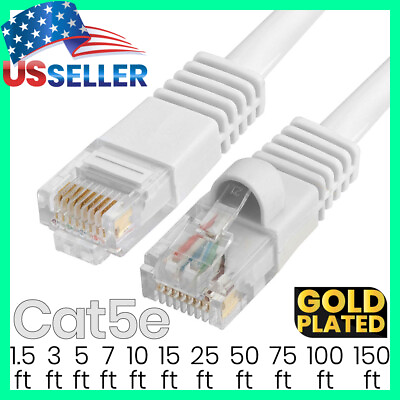 #ad White Cat5e Cable Ethernet Cat5 Patch Cord Internet LAN Network Wire LOT $9.99