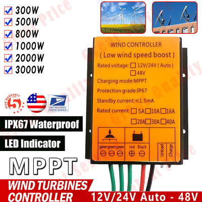 #ad MPPT Boost Charge Controller 12V 24V Auto 48V 0 3000W Wind Turbine Generator USA $21.84