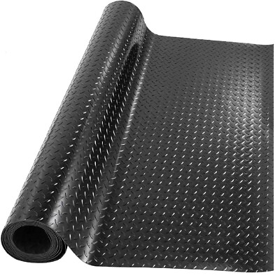 #ad Black Garage Gym Floor Mat Roll PVC Vinyl Cart Truck Flooring Protector Non Slip $65.36