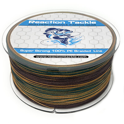 #ad Reaction Tackle Braided Fishing Line Green Camouflage 4 and 8 Strand Braid $9.99