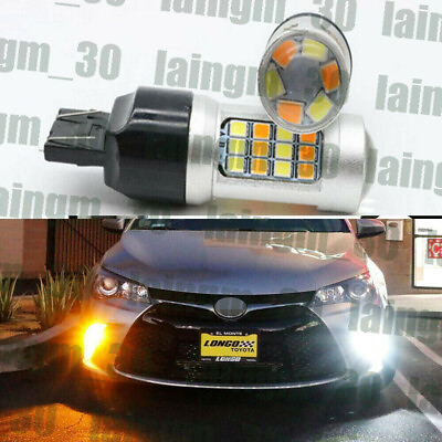 #ad Pair 7443 Turn Signal Light DRL Switchback LED Bulbs For 2015 2017 Toyota Camry $20.79