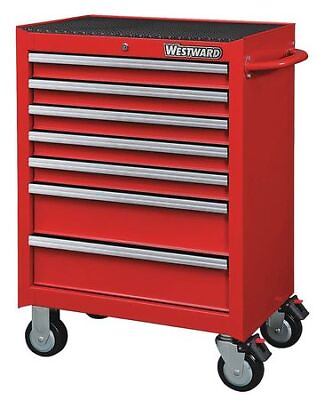 #ad Westward 32H888 Westward Rolling Tool Cabinet 7 Drawers Gloss Red 27quot; W X $860.99