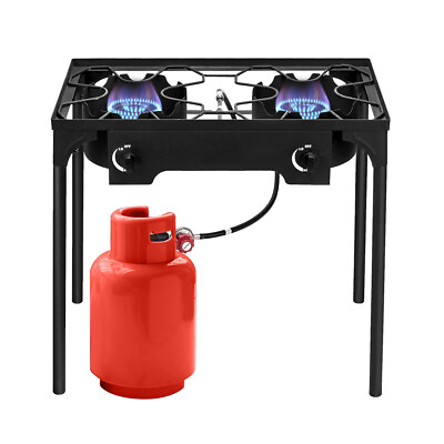 #ad Outdoor Stove Portable Propane Gas Cooker Iron Cast Patio Double Burner for Camp $85.99