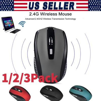 #ad 2 Wireless Optical Mouse Mice 2.4GHz USB Receiver For Laptop PC Computer DPI USA $5.88