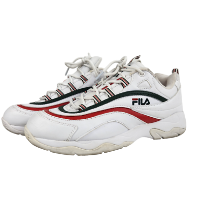 #ad Fila Mens Ray Retro Sneakers Size 11.5 White Red Green Faux Leather 1RM00577 124 $10.99