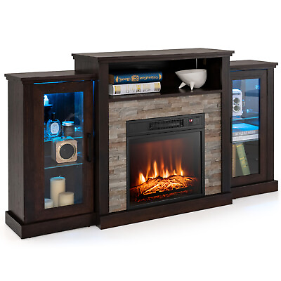 #ad Fireplace TV Stand w Led Lights amp; 18quot; Electric Fireplace for Tvs up to 65quot; $349.99
