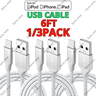 #ad 6FT Heavy Duty Fast Charger USB Cable For iPhone 14 13 12 11 X 8 7 Charging Cord $12.18