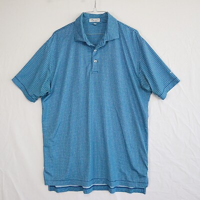 #ad Peter Millar Polo Shirt Mens Medium Summer Comfort Geometric Driftwood Golf Club $29.99