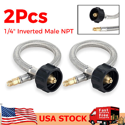 #ad 2Pcs 12quot; RV Propane Hose 1 4quot; Inverted Male Flare Propane Tank Pigtail Connector $18.99