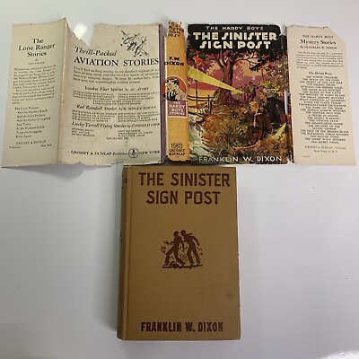 #ad Very Old The Hardy Boys #15 The Sinister Sign Post 1936 Later W Dust Jacket $69.99