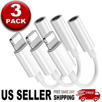 #ad 3Pack For iPhone Headphone Jack Adapter 3.5mm Audio Aux Cable Earphone Converter $6.29