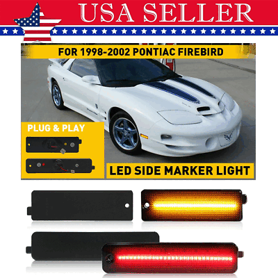 #ad 4x Smoke LED Front amp; Rear Side Marker Lights For 98 02 Pontiac Trans Am Firebird $36.99