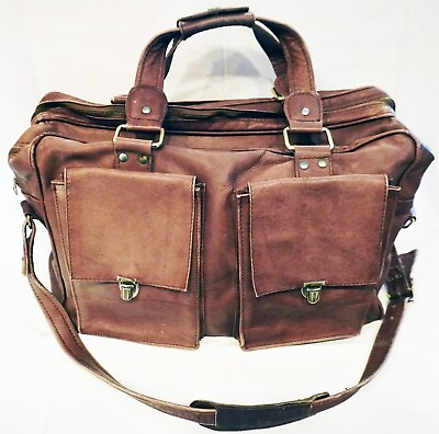 Leather Business Bag Briefcase Satchel LARGE 17quot; x 10quot; x 9quot; $34.00